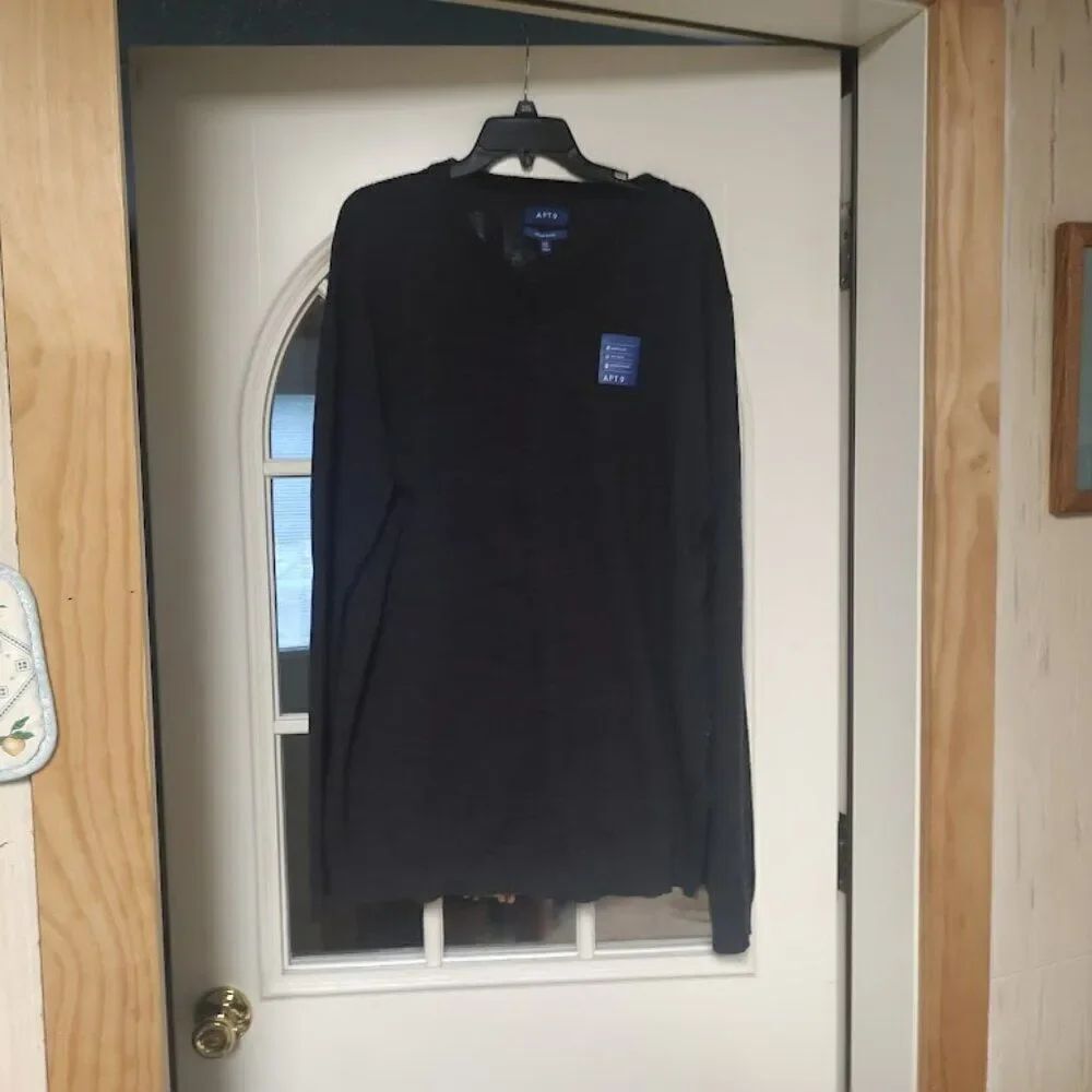 New Apt 9 Dark Charcoal V-Neck Soft Touch Lightweight Sweater Size Mens XXL Tall
